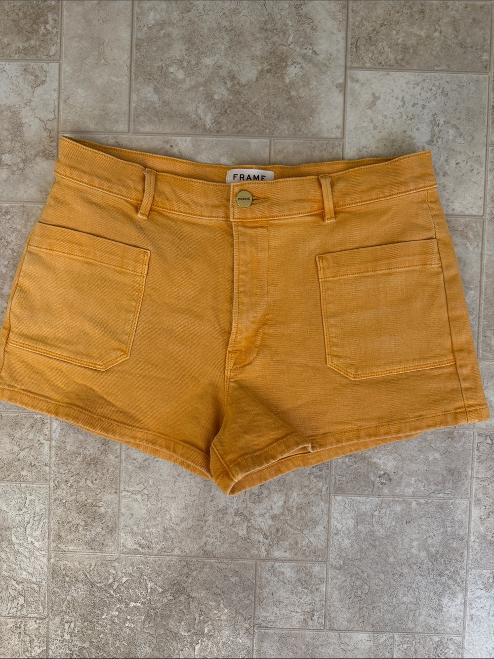 Frame Denim Mustard Utility Cotton Jean Shorts